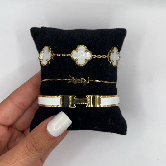 YSL BRACELET SET | WHITE