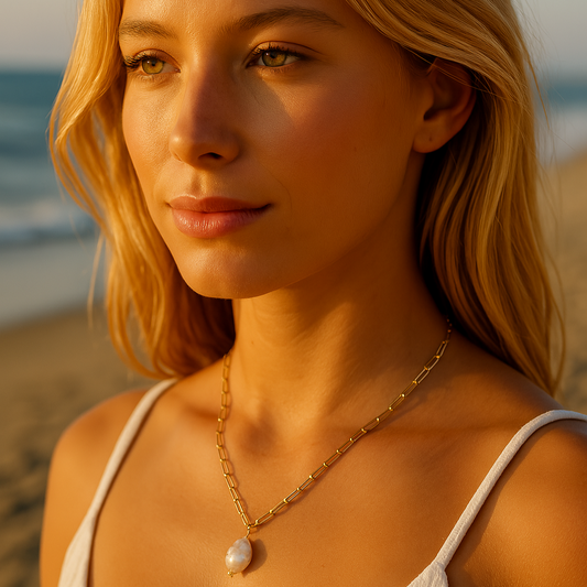 Paperclip Pearl Necklace